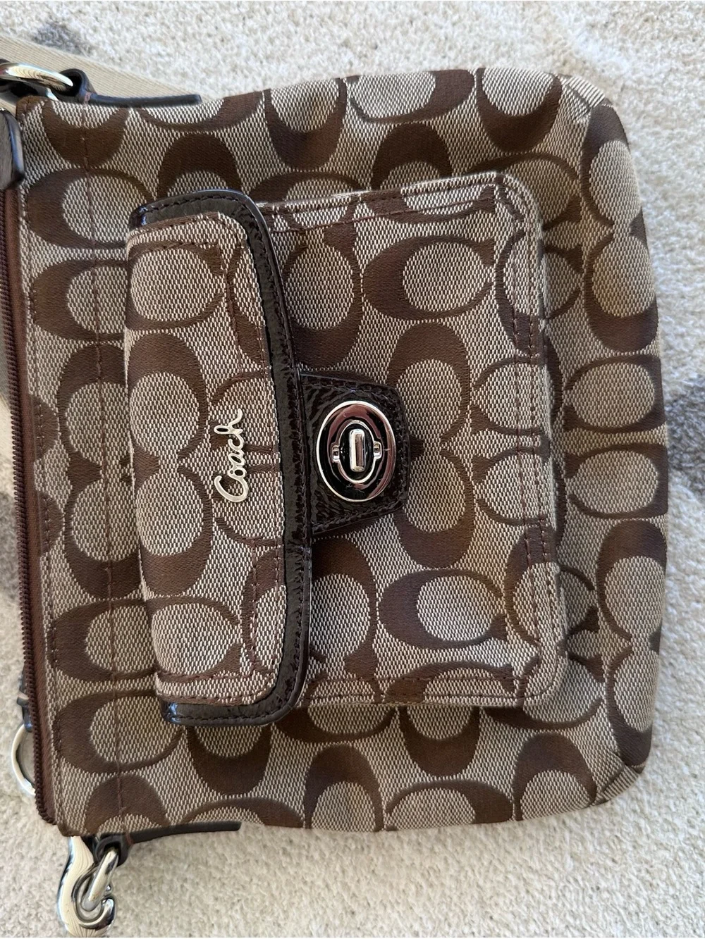 Coach Brown Signature Canvas Shoulder Bag